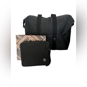 🩶DUNHILL Nylon Travel Duffle Bag & Pouch Set